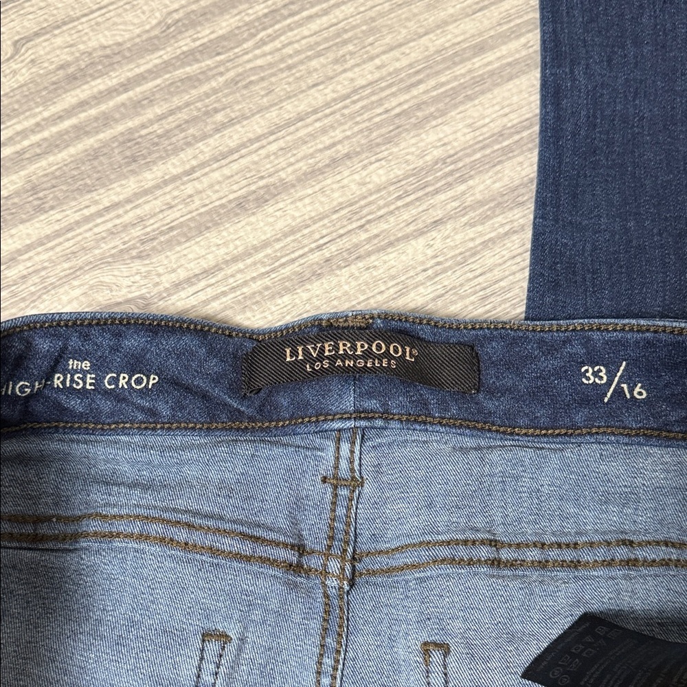 Liverpool Dark Wash High Rise Crop Jeans Size 33/16 - Picture 3 of 4